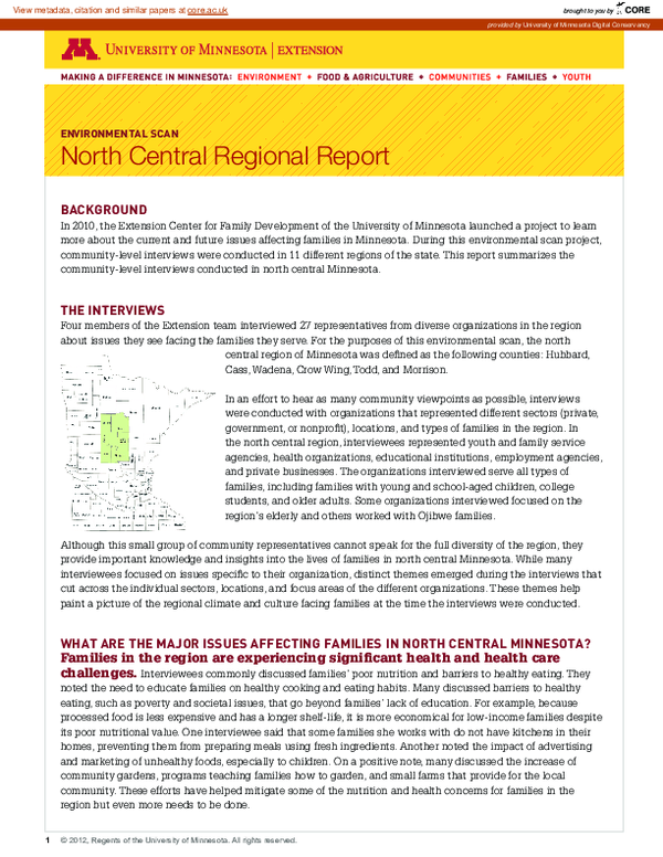 (PDF) Environmental Scan: North Central Regional Report