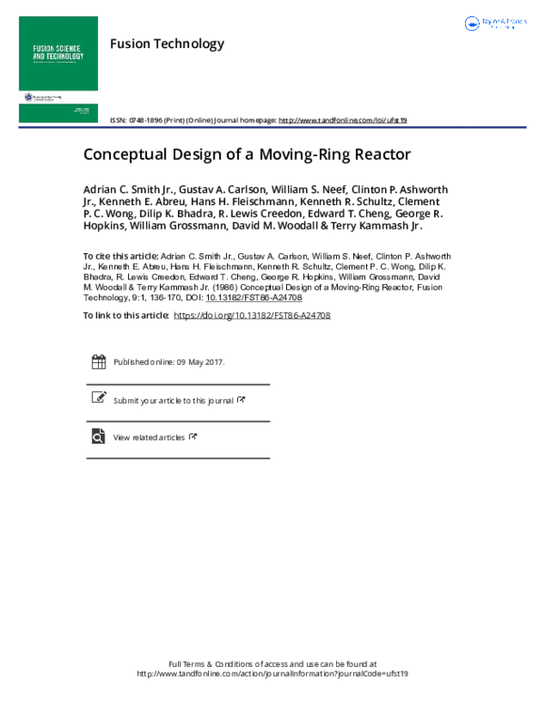 (PDF) Conceptual Design of a Moving-Ring Reactor