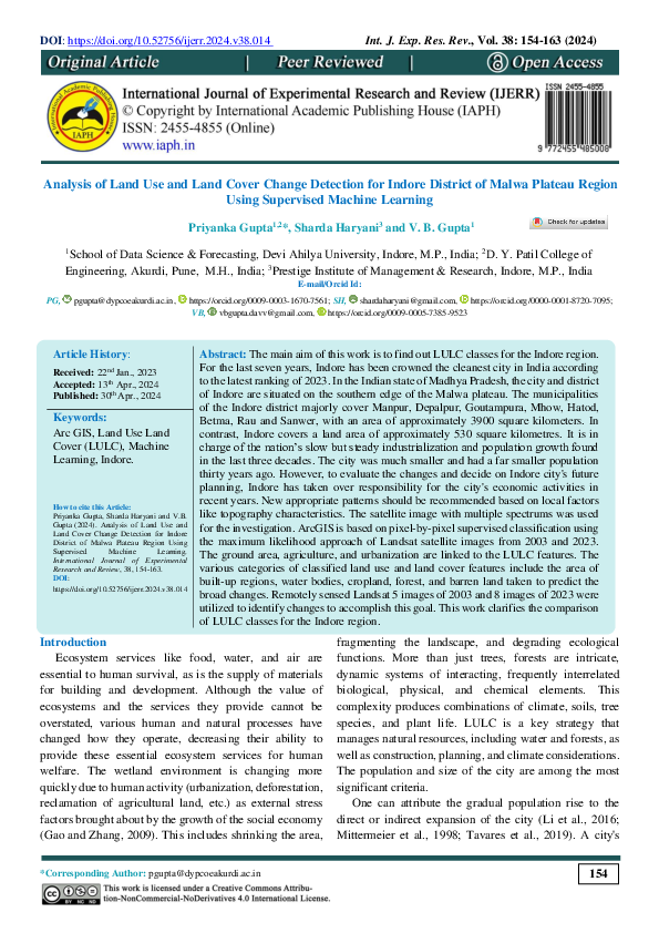 (PDF) Analysis of Land Use and Land Cover Change Detection for Indore ...