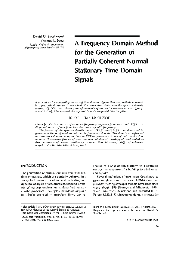 (PDF) A Frequency Domain Method for the Generation of Partially ...