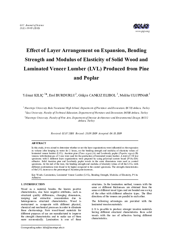 (PDF) Effect of Layer Arrangement on Expansion, Bending Strength and ...