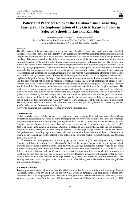 (PDF) Policy and Practice: Roles of the Guidance and Counseling ...