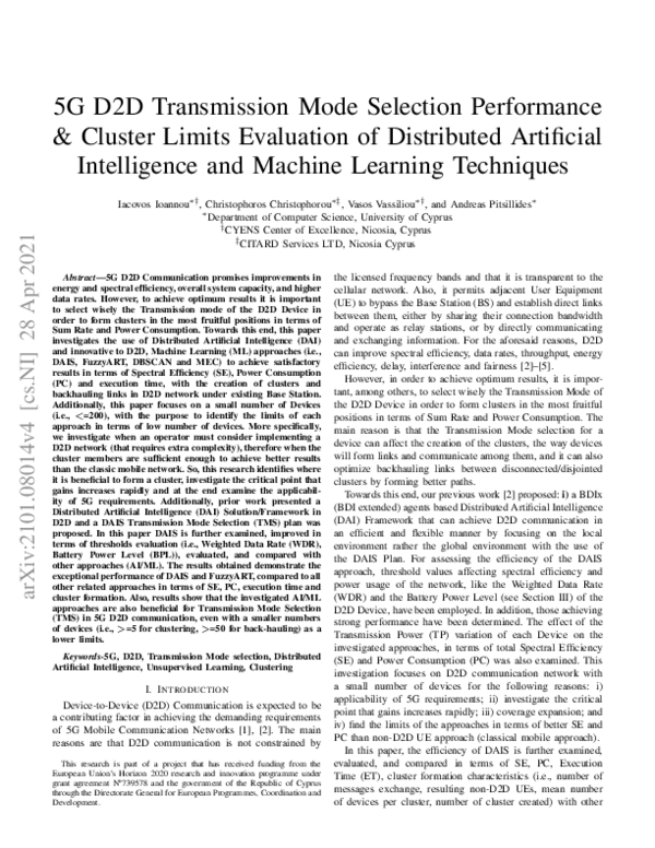 (PDF) 5G D2D Transmission Mode Selection Performance & Cluster Limits ...