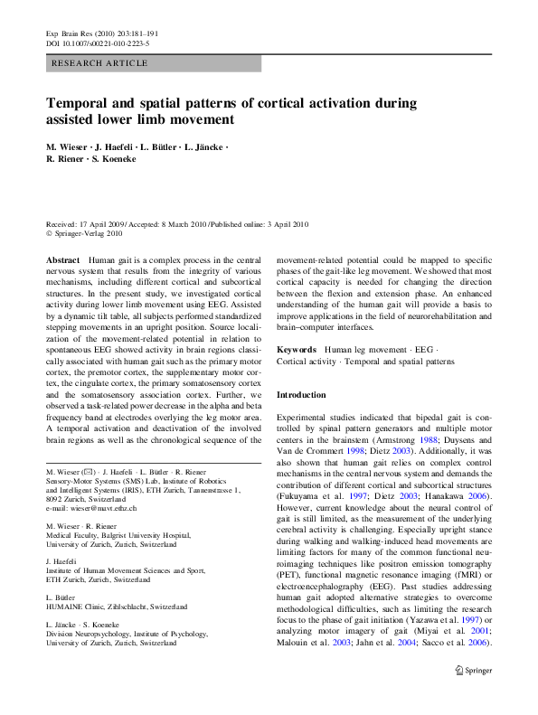 (PDF) Temporal and spatial patterns of cortical activation during ...