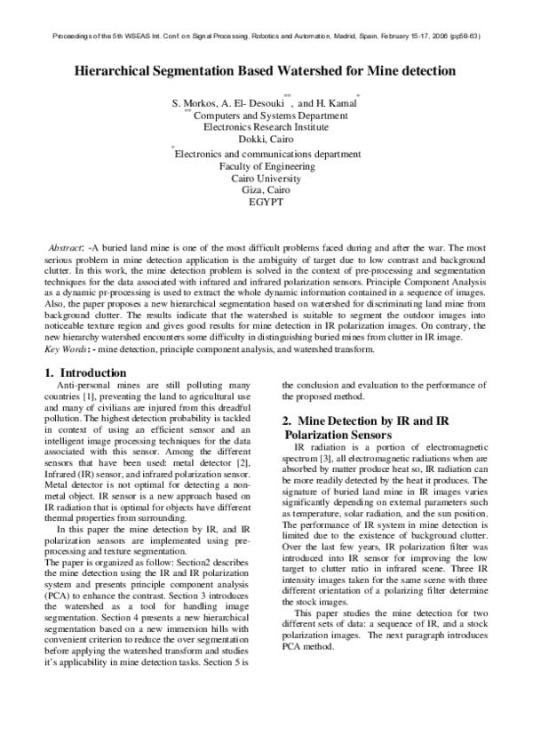(PDF) Hierarchical segmentation based watershed for mine detection