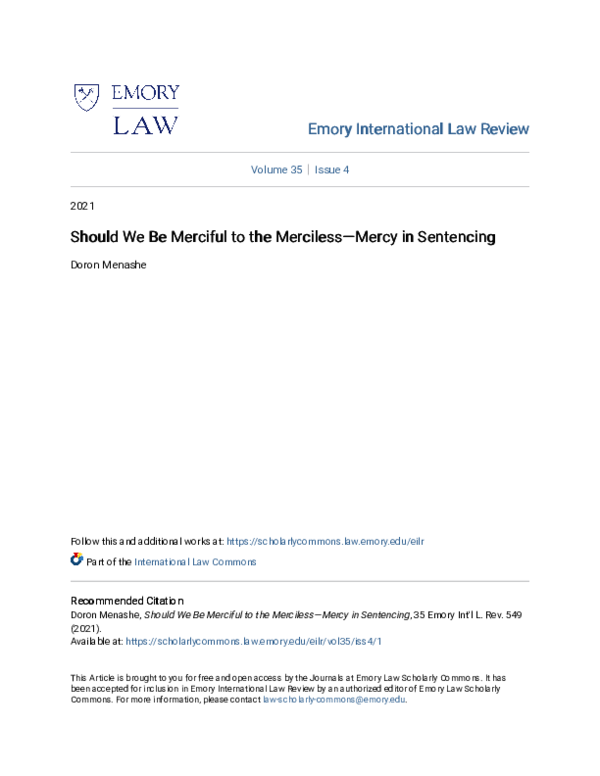 (PDF) Should We Be Merciful to the Merciless—Mercy in Sentencing