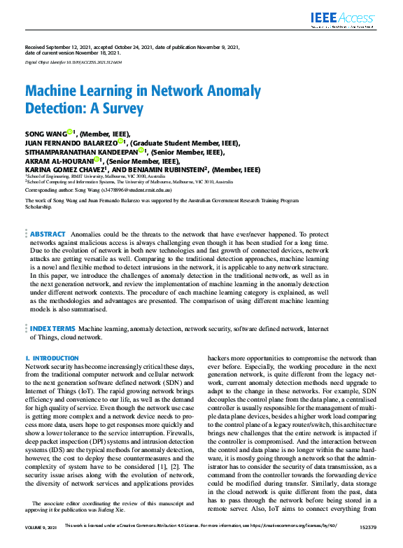 (PDF) Machine Learning in Network Anomaly Detection: A Survey