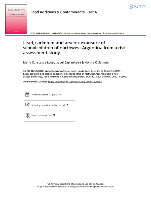 (PDF) Lead, cadmium and arsenic exposure of schoolchildren of northwest ...
