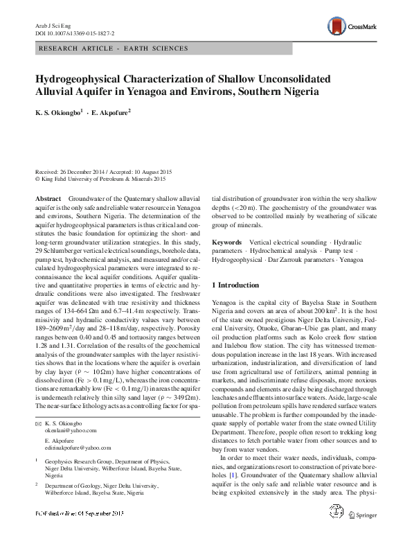 (PDF) Hydrogeophysical Characterization of Shallow Unconsolidated ...