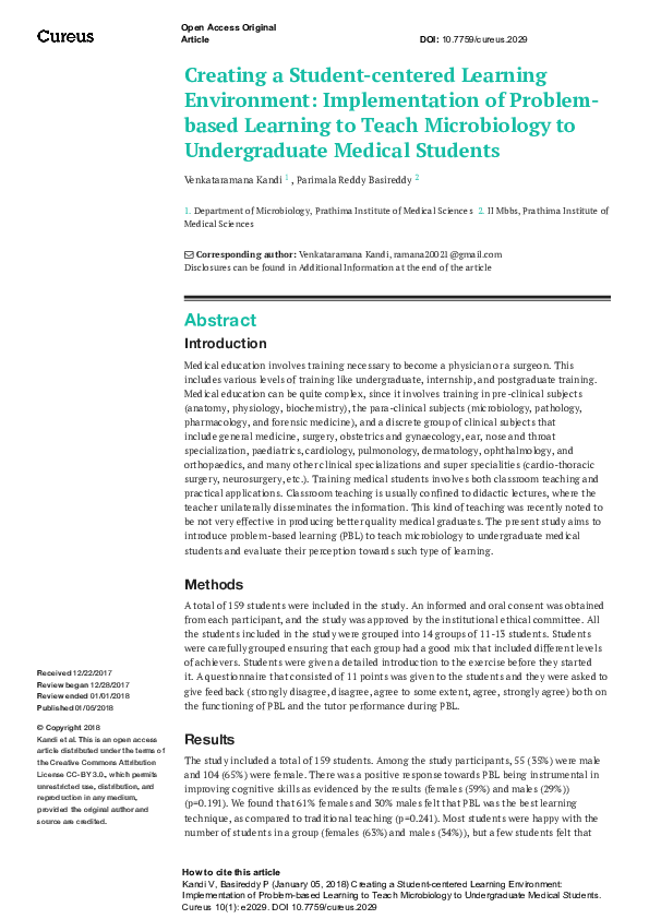 (PDF) Creating a Student-centered Learning Environment: Implementation ...