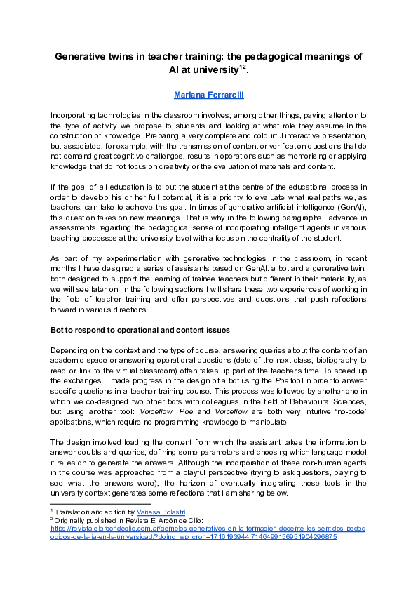 (PDF) Generative twins in teacher training: the pedagogical meanings of ...