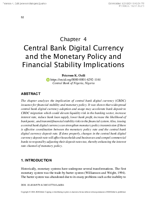 (PDF) Central Bank Digital Currency and the Monetary Policy and ...