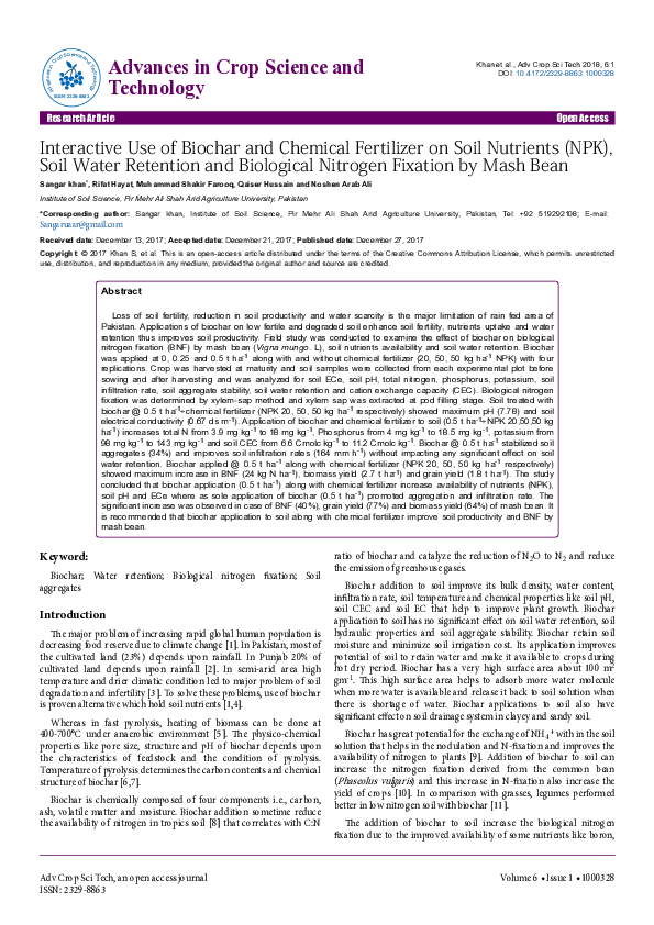(PDF) Interactive Use of Biochar and Chemical Fertilizer on Soil ...