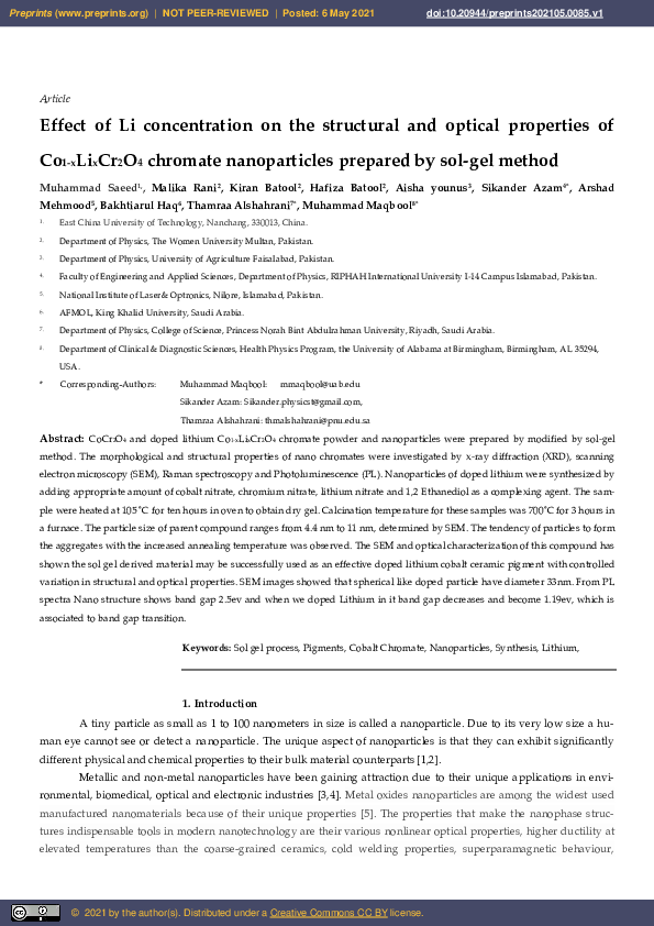 (PDF) Effect of LI Concentration on the Structural and Optical ...