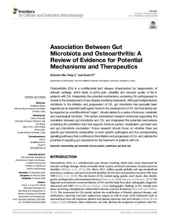 (PDF) Association Between Gut Microbiota and Osteoarthritis: A Review ...
