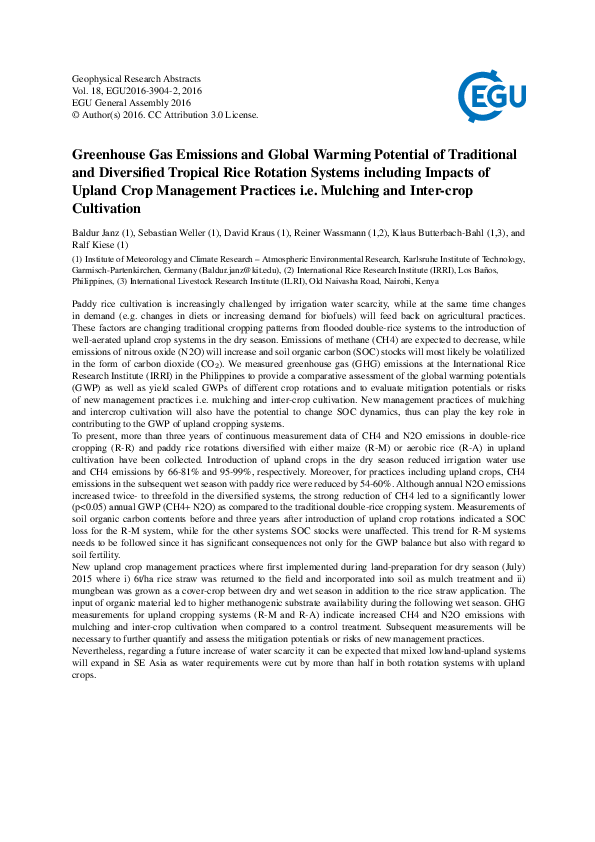 (PDF) Greenhouse Gas Emissions and Global Warming Potential of ...