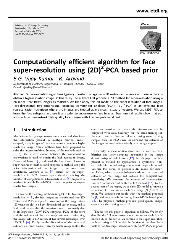(PDF) Computationally efficient algorithm for face super-resolution ...