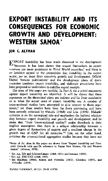(PDF) Export Instability and its Consequences for Economic Growth and ...