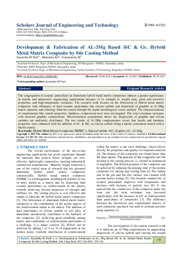 (PDF) Development & Fabrication of AL-3Mg Based SiC & Gr. Hybrid Metal ...
