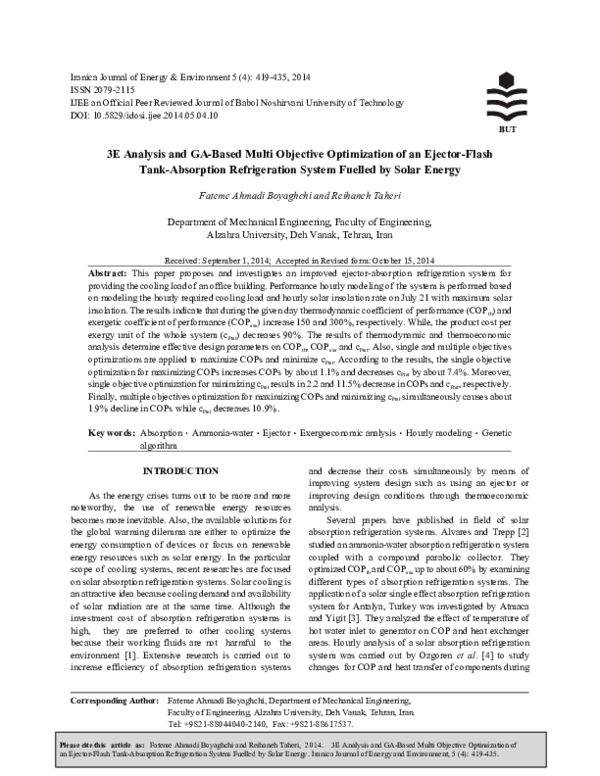 (PDF) 3E Analysis and GA-Based Multi Objective Optimization of an ...