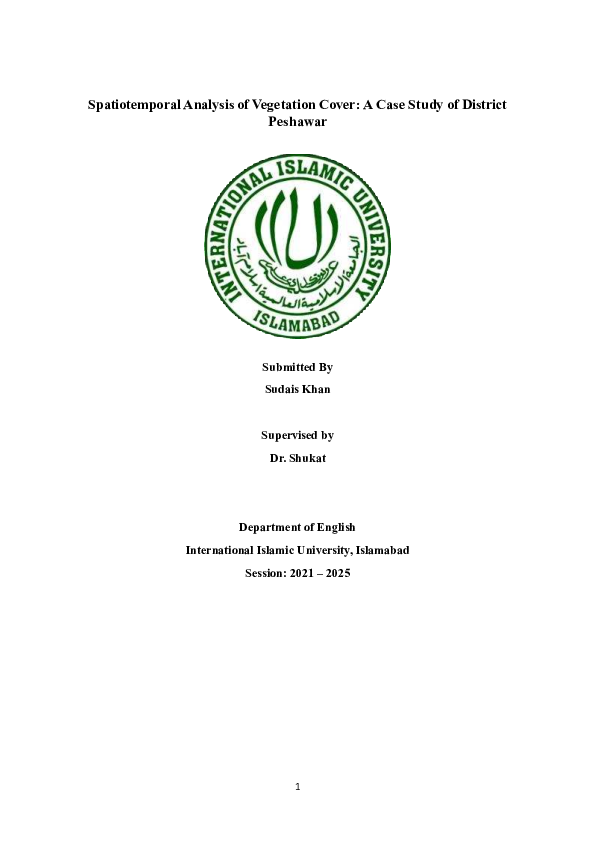 (PDF) Spatiotemporal Analysis of Vegetation Cover: A Case Study of ...
