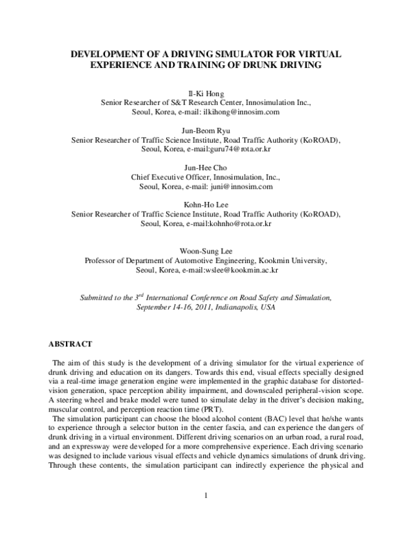 (PDF) Development of a Driving Simulator for Virtual Experience and ...