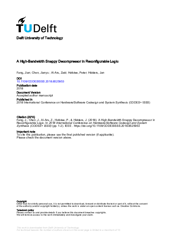 (PDF) Work-in-Progress: A High-Bandwidth Snappy Decompressor in ...