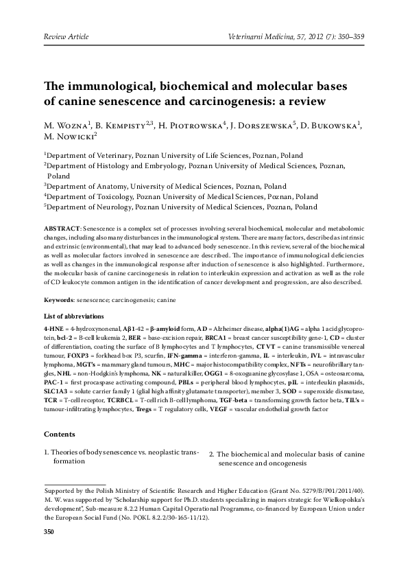 (PDF) The immunological, biochemical and molecular bases of canine ...