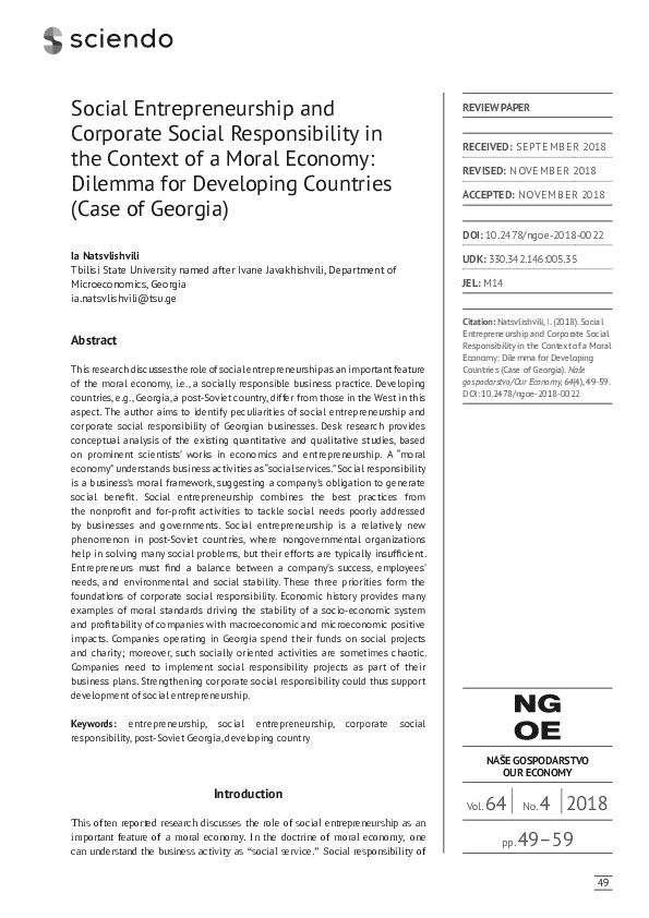 (PDF) Social Entrepreneurship and Corporate Social Responsibilities