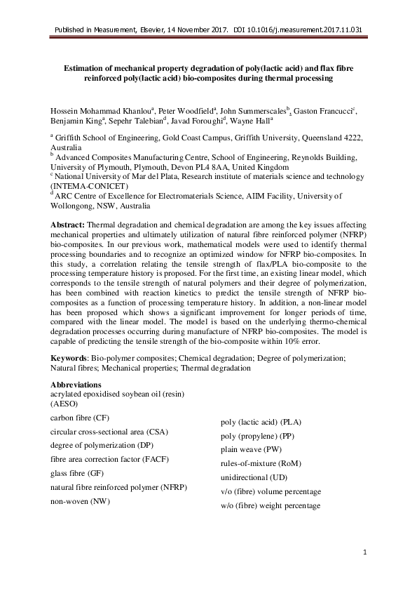 (PDF) Estimation of mechanical property degradation of poly(lactic acid ...
