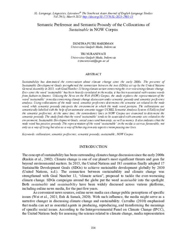 (PDF) Semantic Preference and Semantic Prosody of the Collocations of ...