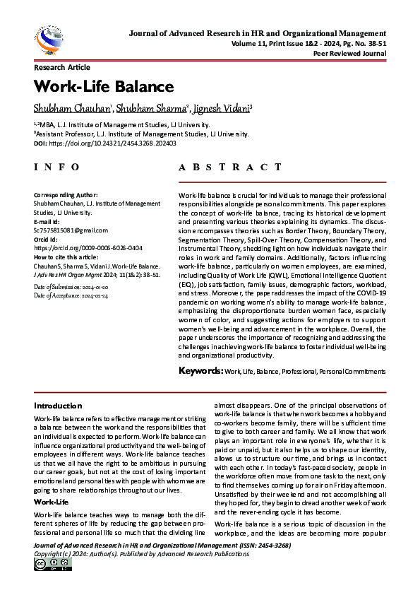 (PDF) Work-Life Balance