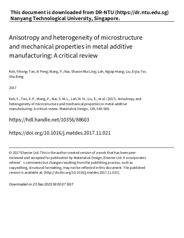 (PDF) Anisotropy and heterogeneity of microstructure and mechanical ...