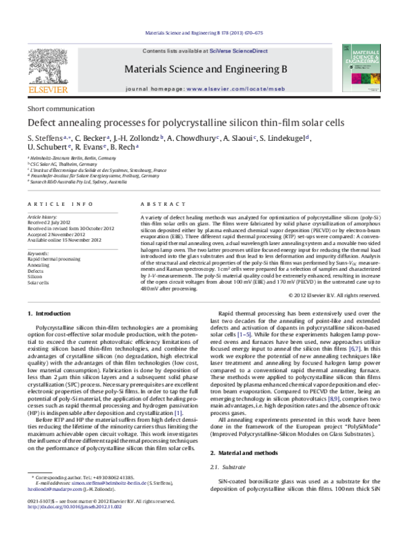 (PDF) Defect annealing processes for polycrystalline silicon thin-film ...