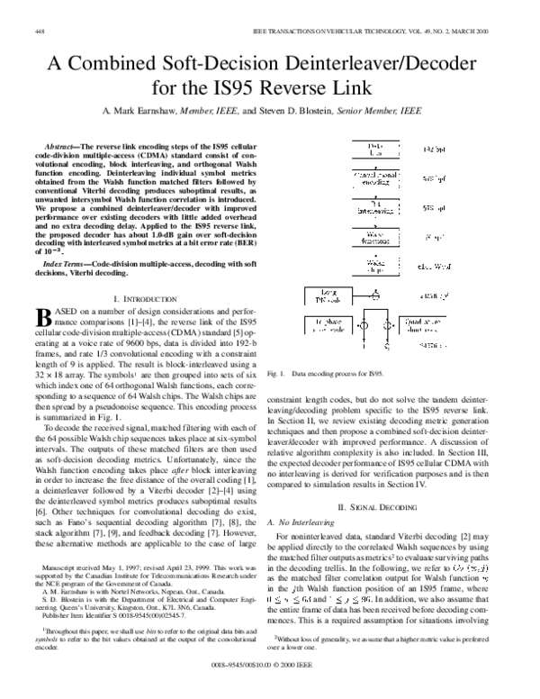 (PDF) A combined soft-decision deinterleaver/decoder for the IS95 ...