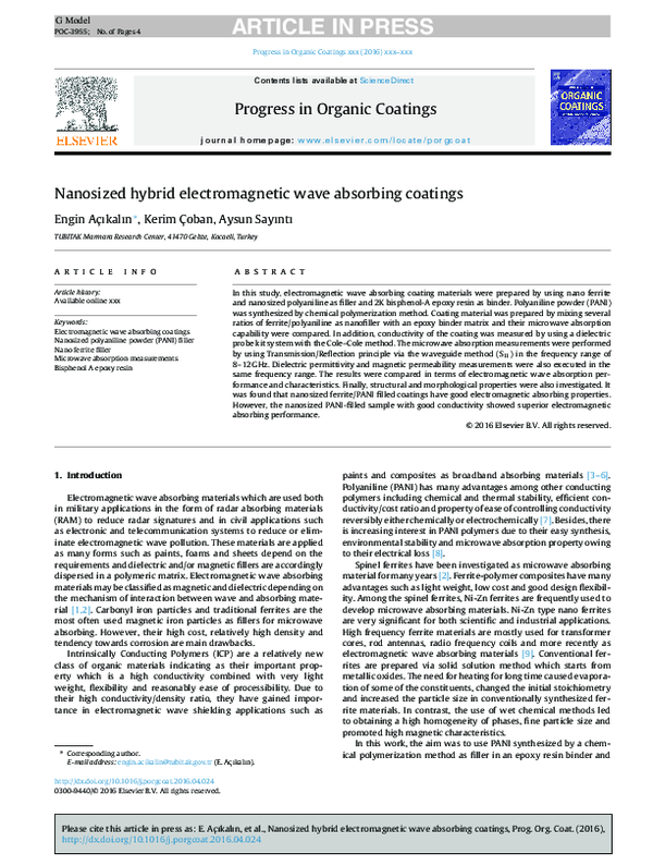 (PDF) Nanosized hybrid electromagnetic wave absorbing coatings