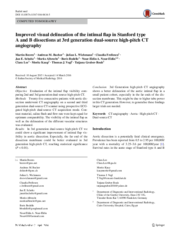 (PDF) Improved visual delineation of the intimal flap in Stanford type ...