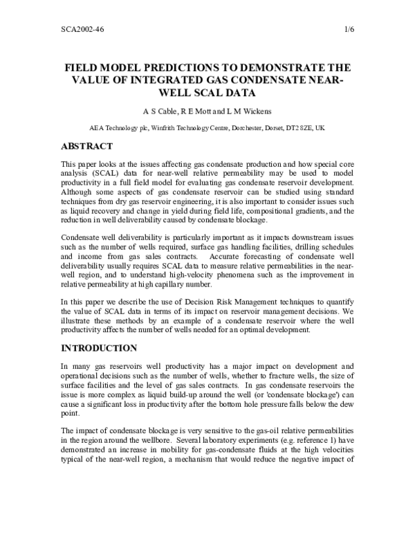 (PDF) Field model predictions to demonstrate the value of integrated ...