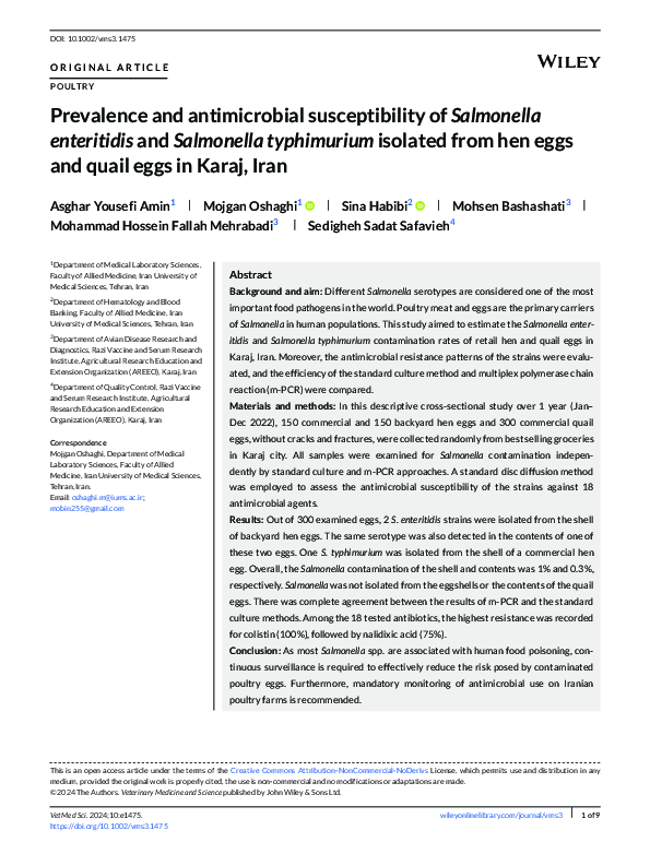(PDF) Prevalence and antimicrobial susceptibility of Salmonella ...