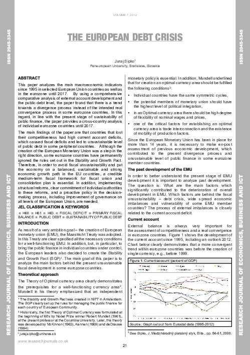 (PDF) The European Debt Crisis