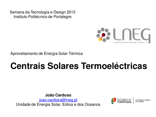 (PDF) Aproveitamento da energia solar térmica: centrais solares ...