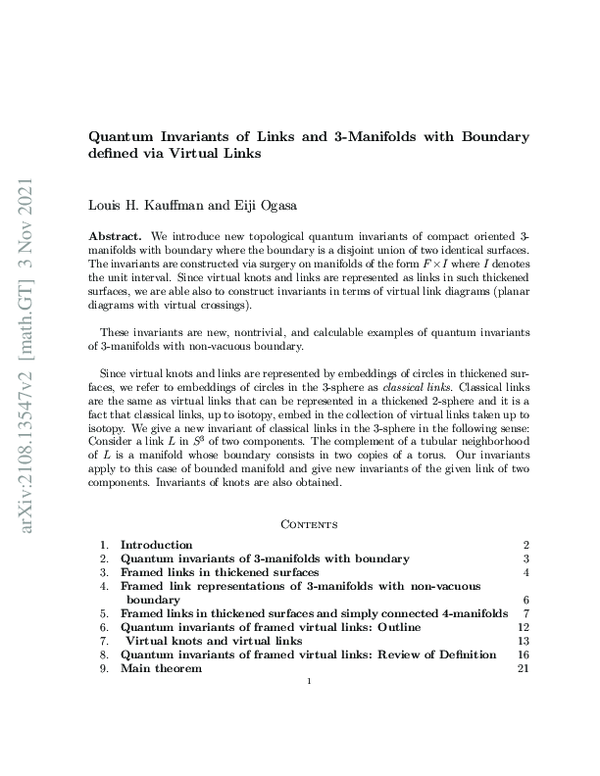 (PDF) Quantum invariants of links and 3-manifolds with boundary defined ...