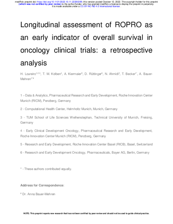 (PDF) Longitudinal assessment of ROPRO as an early indicator of overall ...
