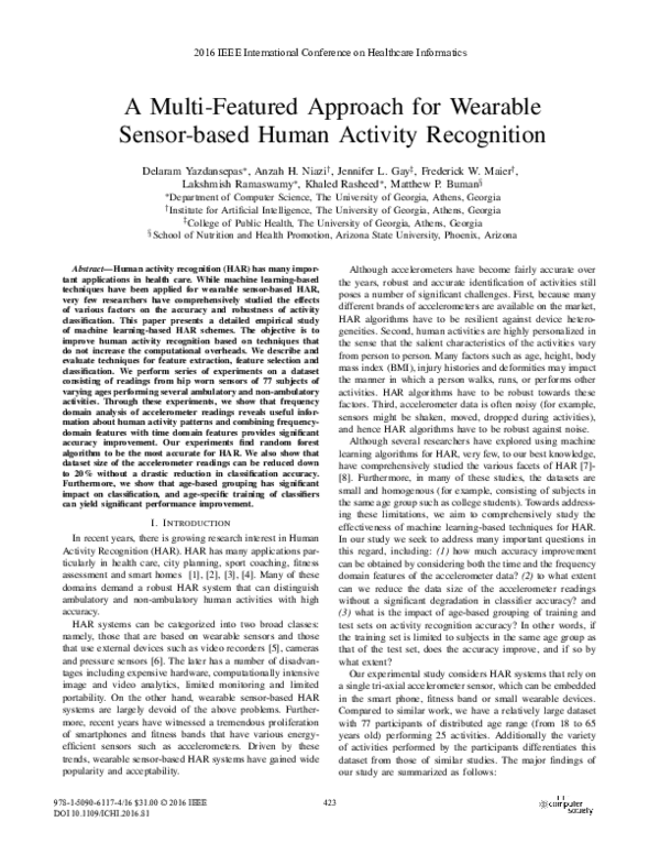 (PDF) A Multi-featured Approach for Wearable Sensor-Based Human ...