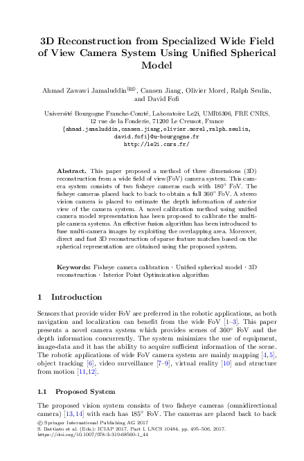 (PDF) 3D Reconstruction from Specialized Wide Field of View Camera ...