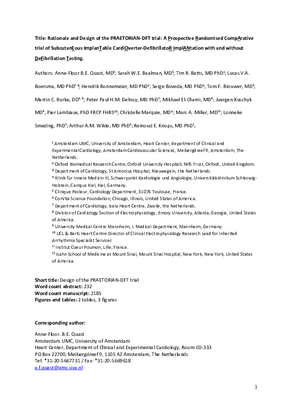 (PDF) Rationale and design of the PRAETORIAN-DFT trial: A prospective ...