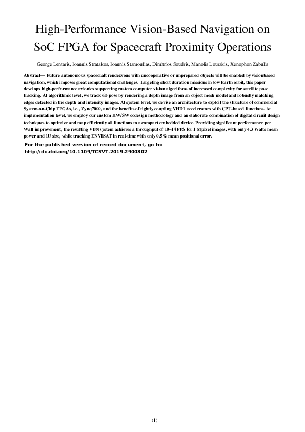 (PDF) High-Performance Vision-Based Navigation on SoC FPGA for ...