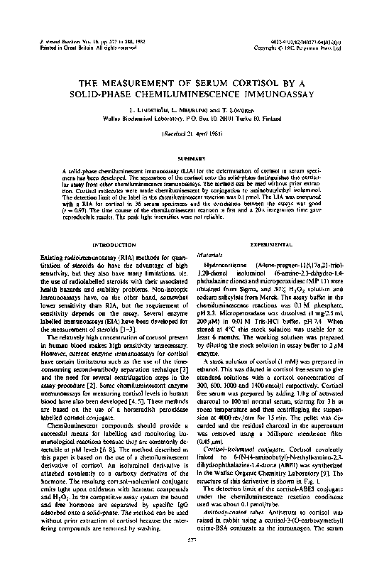 (PDF) The measurement of serum cortisol by a solid-phase ...