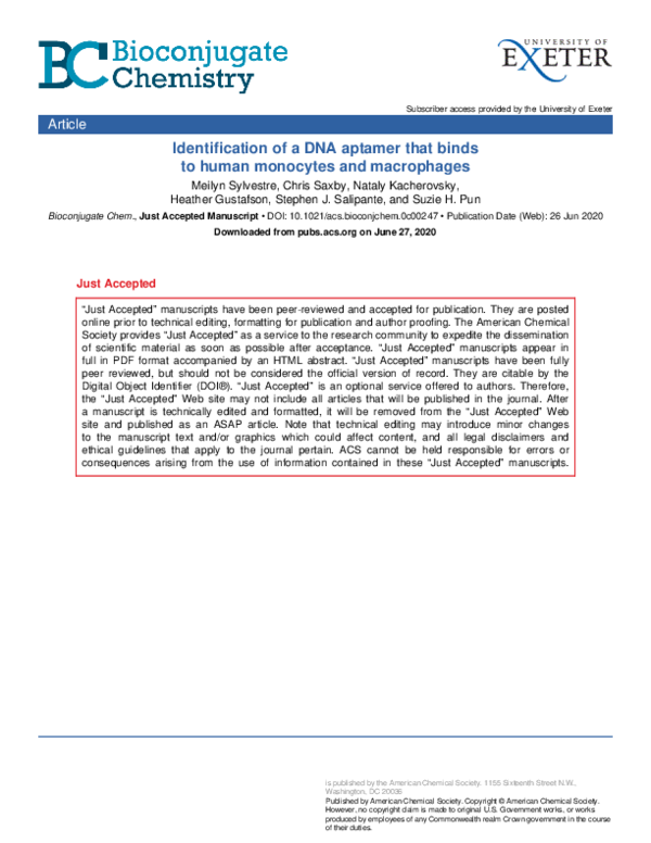 (PDF) Identification of a DNA Aptamer That Binds to Human Monocytes and ...