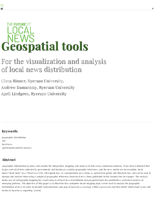 (PDF) Geospatial tools : for the visualization and analysis of local ...